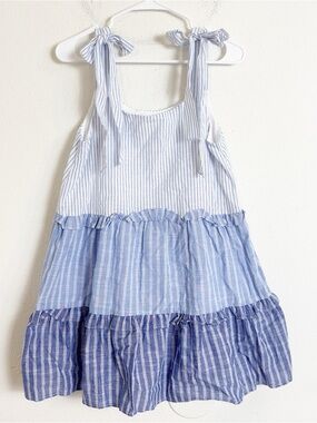 Altar'd State Light Blue stripe bow shoulder mini dress